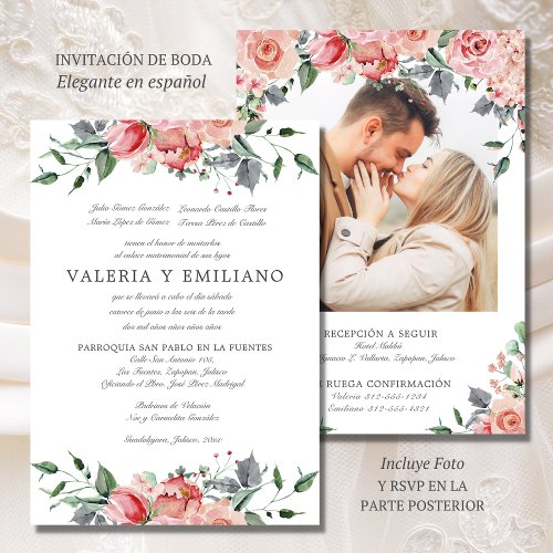 Invitacin de Boda Elegante Spanish Wedding Invitation