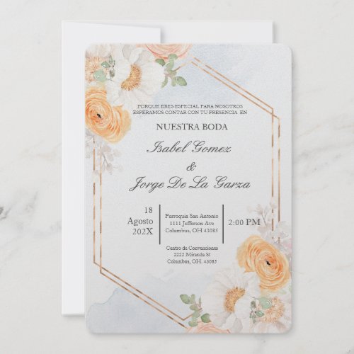 Invitacion de boda en espanol tema primavera invitation