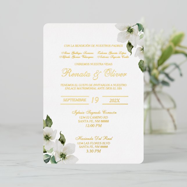 Invitación de boda gold foil  invitation (Standing Front)