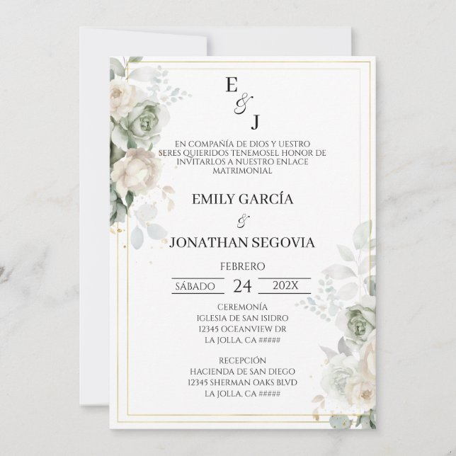 invitación de boda sage green invitation (Front)