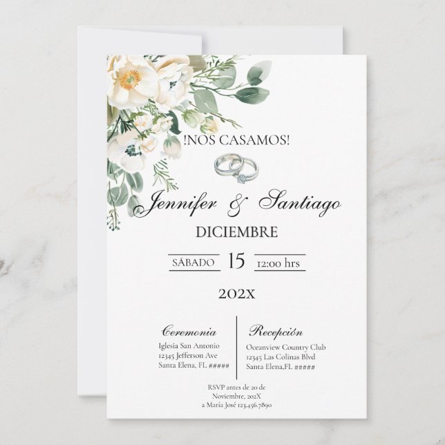 Invitación de boda tema greenery  invitation (Front)