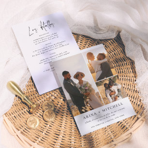 Invitación de Boda Todo en Uno Elegante 3 Fotos Invitation