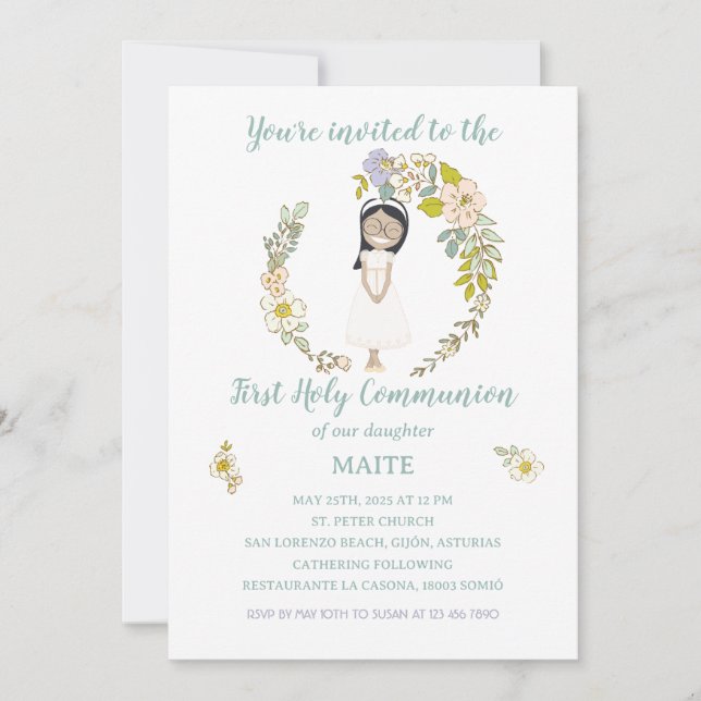 Invitación de Comunión MAITE Invitation (Front)