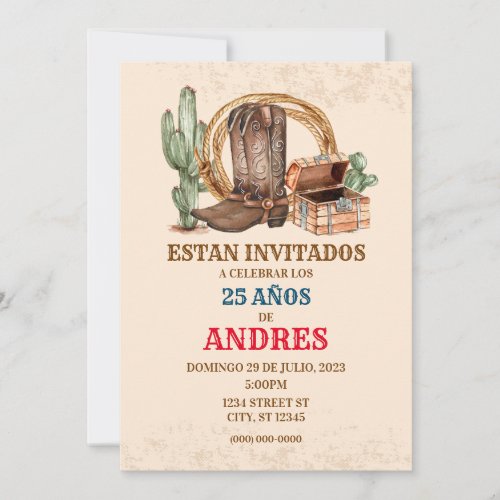 INVITACION DE CUMPLEANOS VAQUERO_FIESTA VAQUERA INVITATION