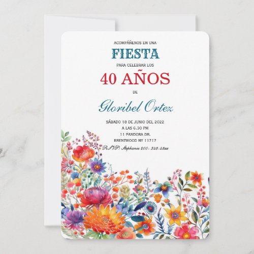 Invitacin de Fiesta 40 Aos Mujer Invitation