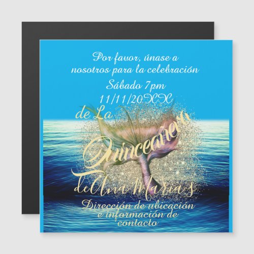 Invitacin de fiesta de cumpleaos de la sirena magnetic invitation