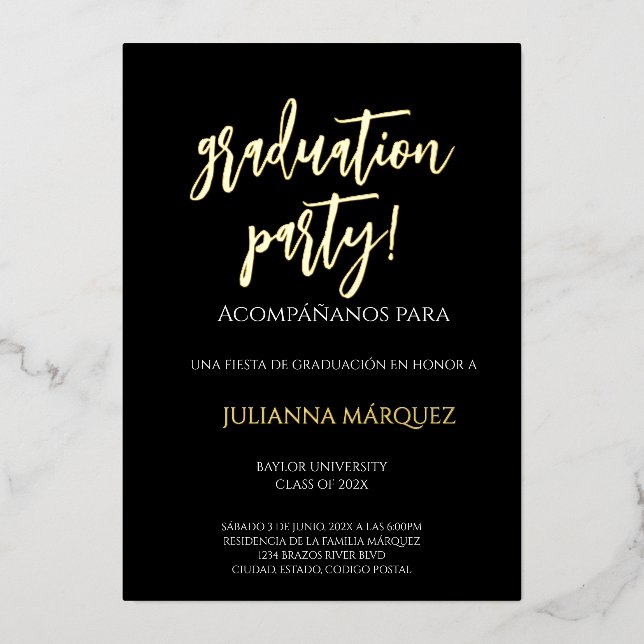 Invitación de foil para graduación  foil invitation (Front)