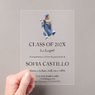 Invitación de graduation en español acrylic invitations