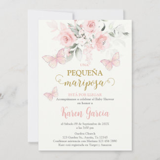 Invitación de Mariposa Baby Shower en español Invitation