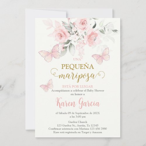 Invitacin de Mariposa Baby Shower en espaol Invitation