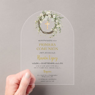 Invitación de primera comunión para niño o niña.  acrylic invitations