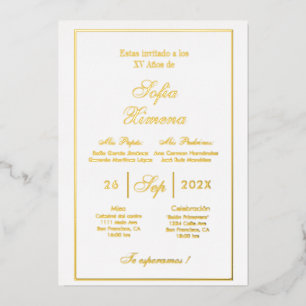 Invitación de quinceañera elegante foil invitation