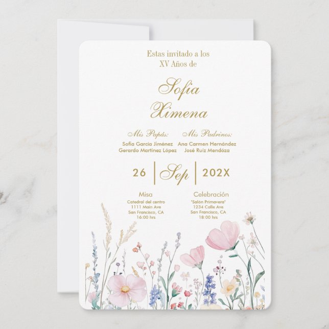 Invitación de quinceañera elegante  invitation (Front)
