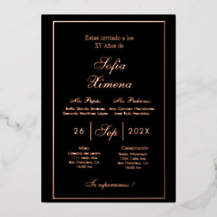 Invitación de quinceañera gold foil invitation