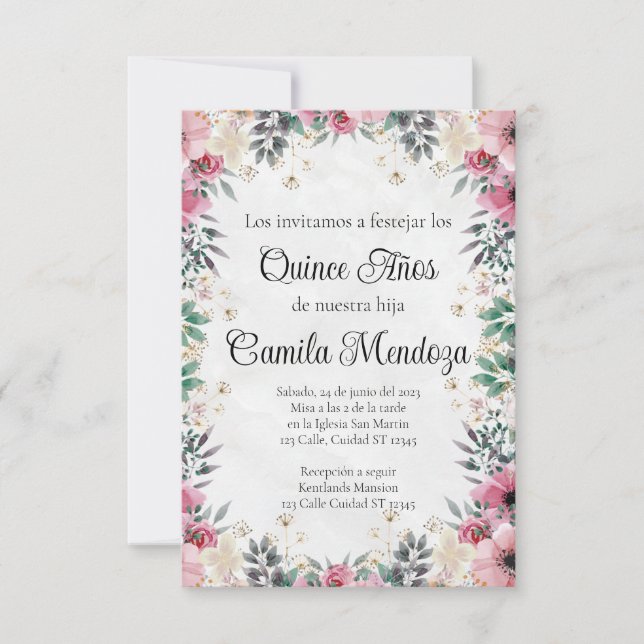Invitación de Quinceañera/Invitation/Wedding Invitation (Front)