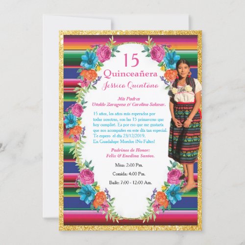 Invitacin de Quinceaera Mexicana Invitation