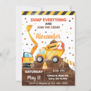 Invitación Dump everything, truck boy birthday inv Invitation