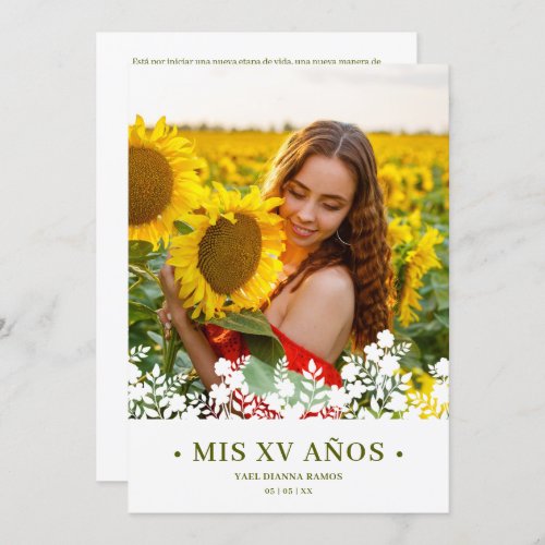 Invitacin Elegant Chic Floral Frame Spanish Photo Invitation