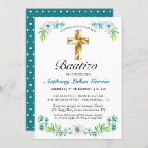Invitación elegante del bautismo del muchacho del