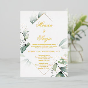 Invitación elegante gold foil para boda invitation