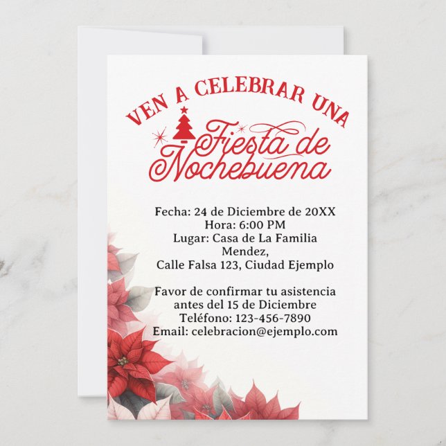 Invitación en Español Fiesta de Nochebuena Spanish Invitation (Front)