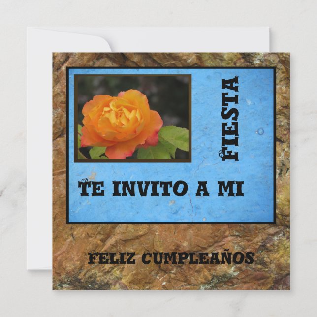 Invitación - Feliz Cumpleaños - Orange Rose Invitation (Front)