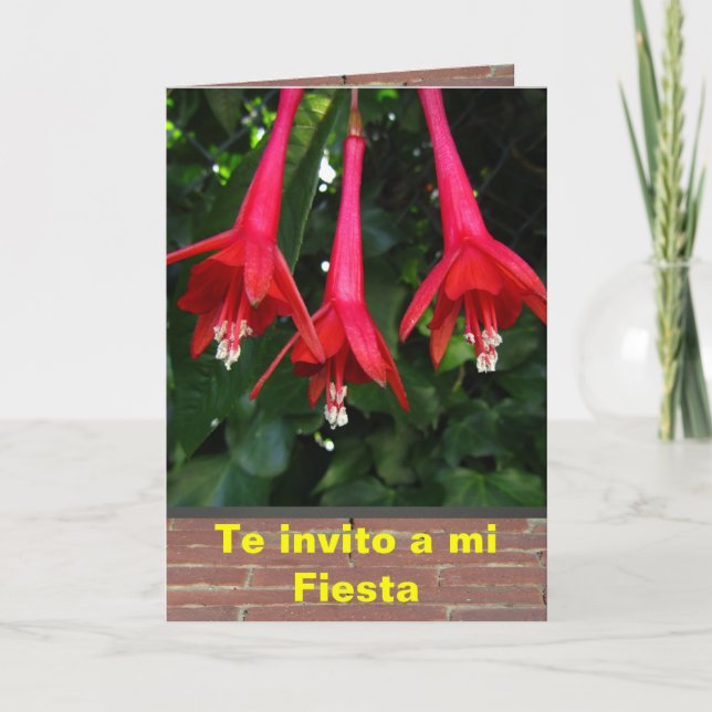 Invitación — Fiesta — Flores de Fucsias Invitation (Front)