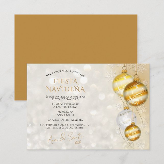invitación fiesta navideña decorativa elegante invitation (Front/Back)