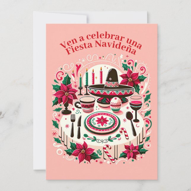 Invitación Fiesta Navideña Nochebuena Spanish Invitation (Front)