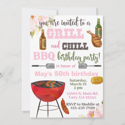 Invitacin Grill  Chill BBQ birthday invitation  Invitation