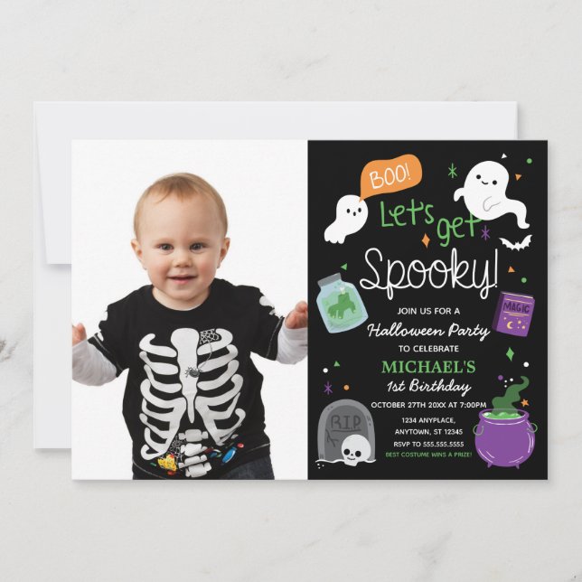 Invitación Halloween Party One Birthday photo Invitation (Front)