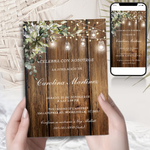 Invitacion Jubilacion Rustica Luces Printable Invitation