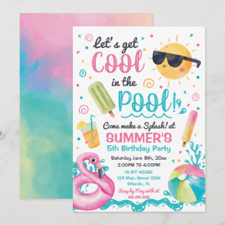 Invitación Let's get cool in the Pool birthday inv Invitation