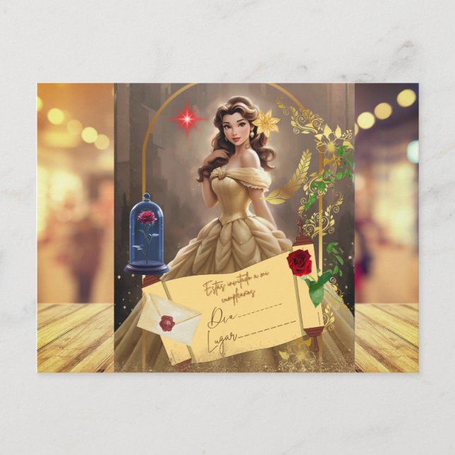 invitacion magica la bella y la bestia postcard (Front)