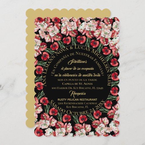 Invitacin MatrimonioBoda Floral Rosa_Rubor Negro Invitation