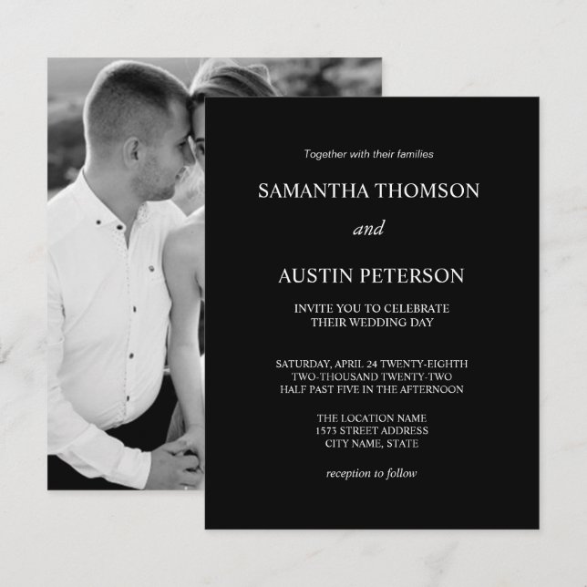 Invitación minimalist elegant wedding of the invitation (Front/Back)