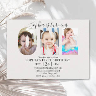 Invitación Minimalist "ONE" First Birthday Photo G Invitation