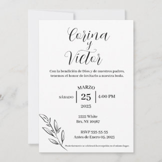 Invitacion minimalistas en español invitation