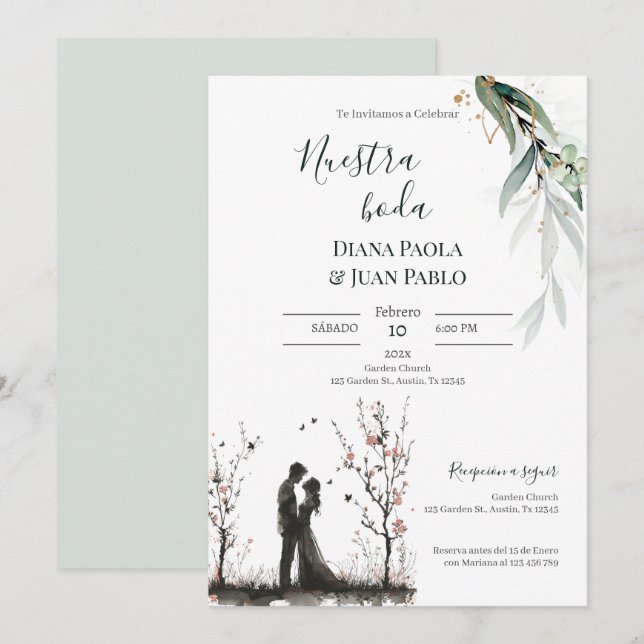 Invitación para Boda español Invitation (Front/Back)