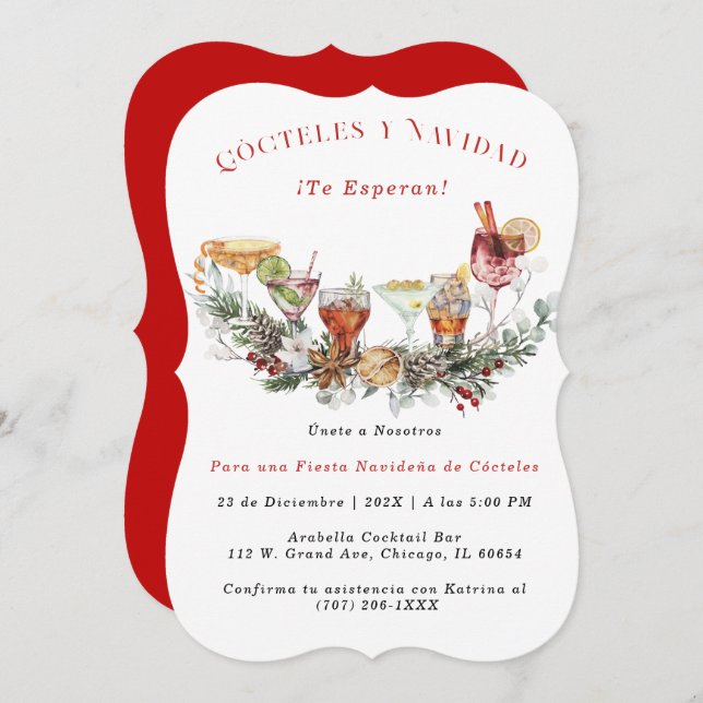 invitación Para Fiestas Navideñas  Invitation (Front/Back)