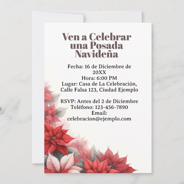 Invitación para Posada Navideña Spanish Invitation (Front)