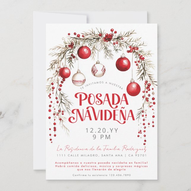 Invitacion Posada Navideña Espanol Spanish Invitation (Front)