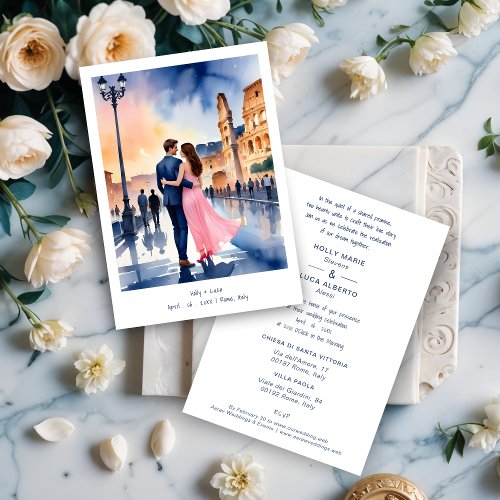 Invitacin Rome Coliseum Colorful Cityscape Weddin Invitation