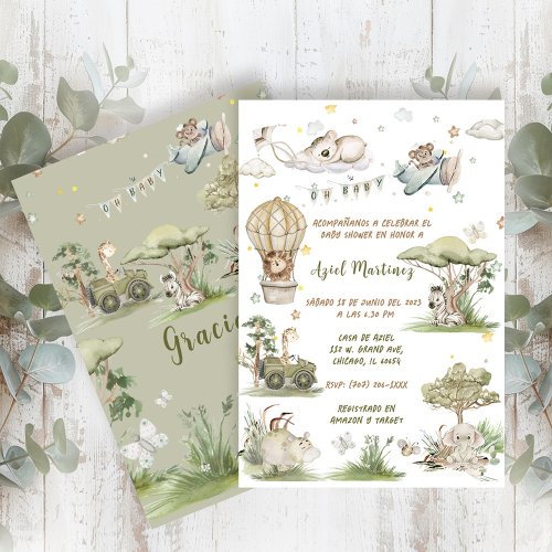 Invitacin Safari Animal Boho Baby Shower Invitation