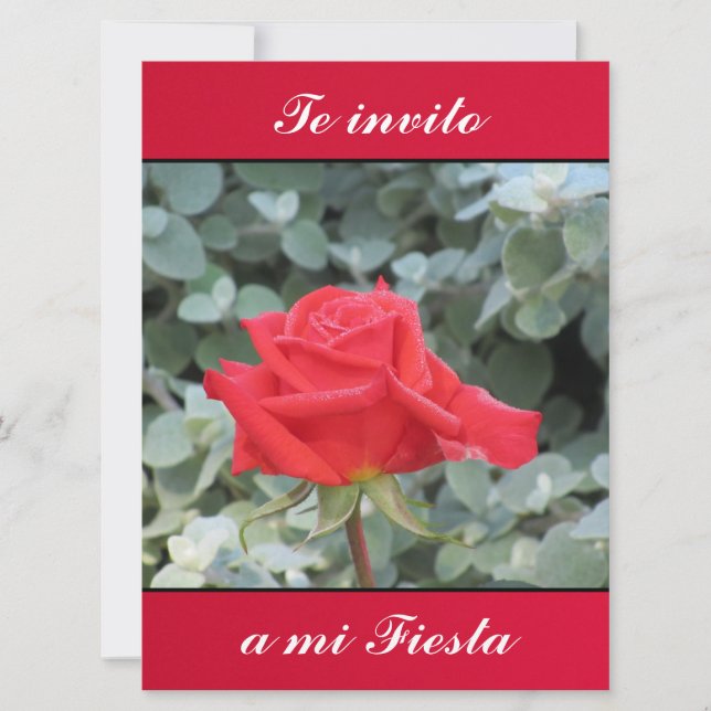 Invitación - Te invito a mi Fiesta - La Rosa Roja Invitation (Front)