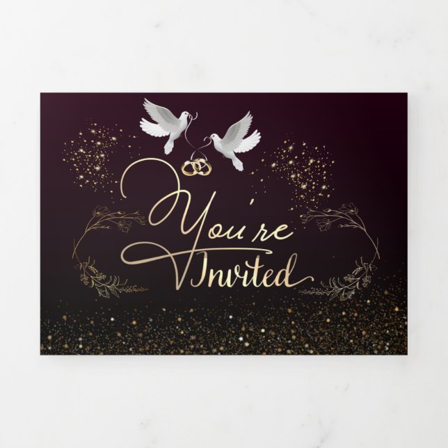 Invitación tríptica para boda personalizada Tri-Fold invitation (Cover)