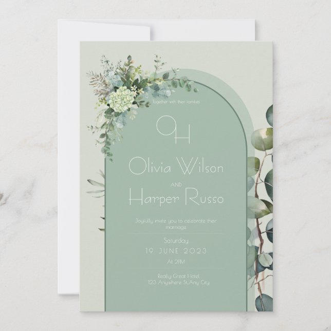 invitacion verde de boda invitation (Front)
