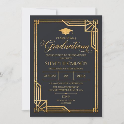 Invitacin Vintage Art Deco Graduation Invitation