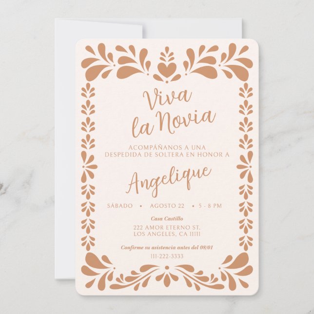 Invitacion Viva La Novia Despedida de Soltera Invitation (Front)