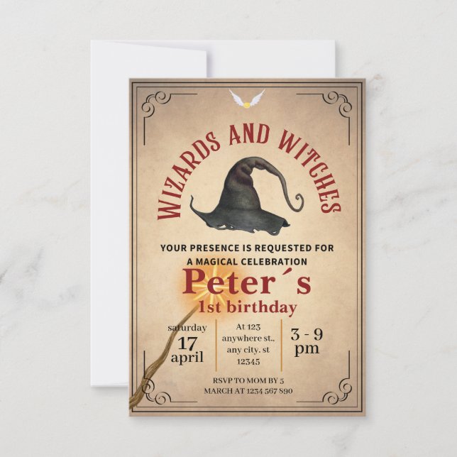 Invitación Wizard School Themed Birthday Party Inv Invitation (Front)